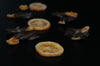 Candied orange peels and dipped in Belgian chocolate