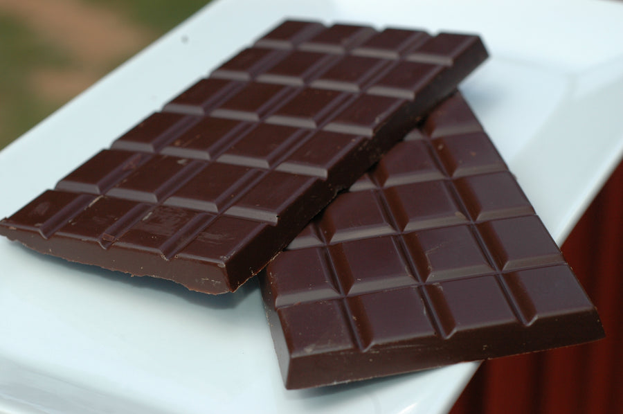 Chocolate bark with chocolate brownies and cocoa nibs on top