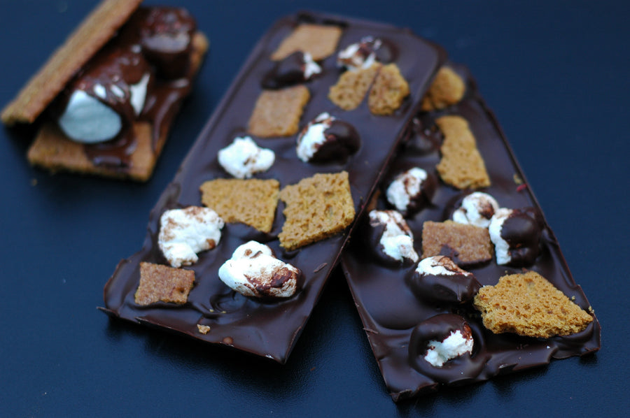 Belgian chocolate bark covered in gourmet graham crackers and house-made marshmallows